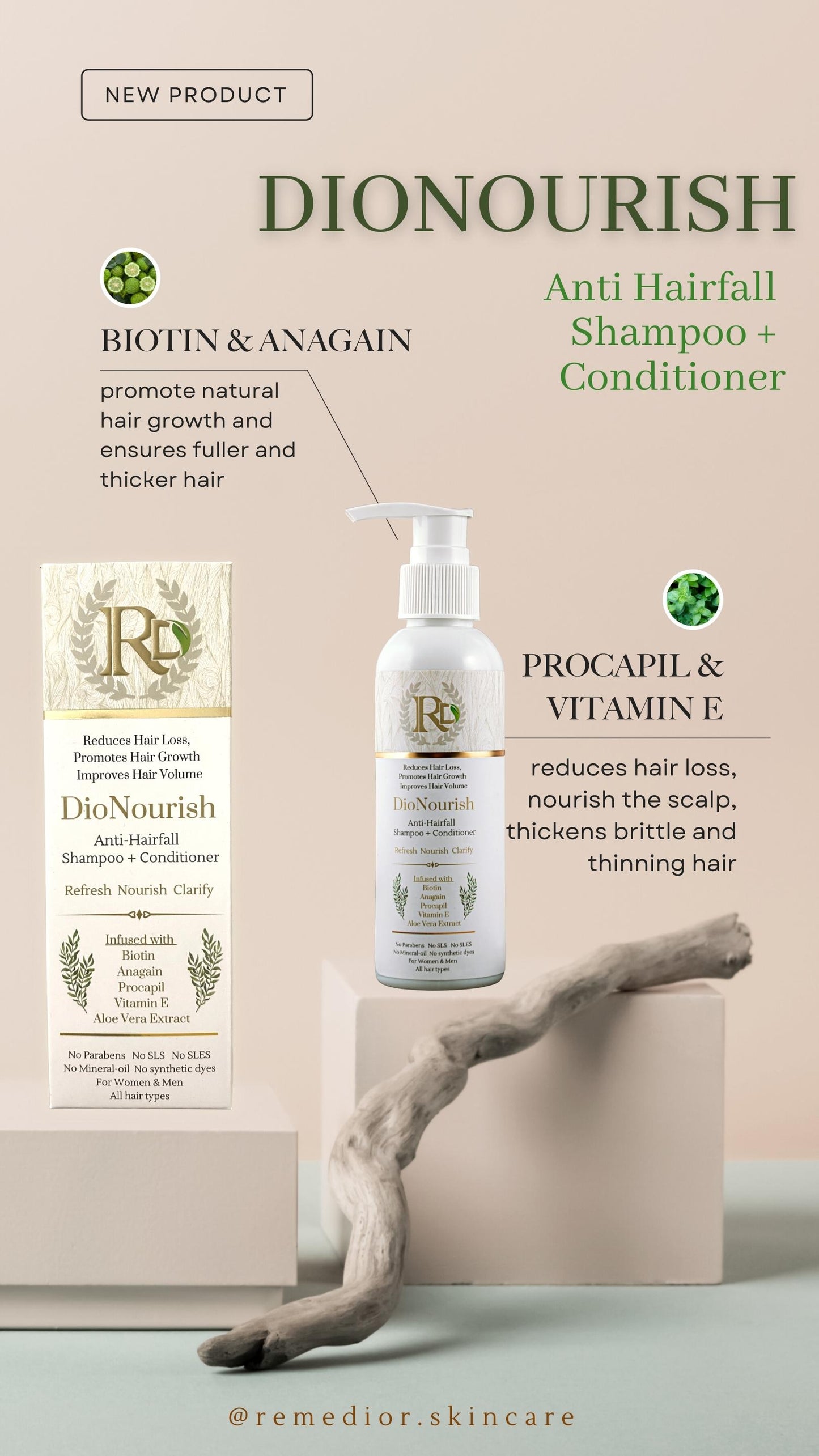 DIONOURISH - Anti Hair fall Shampoo+Conditioner (150ml)