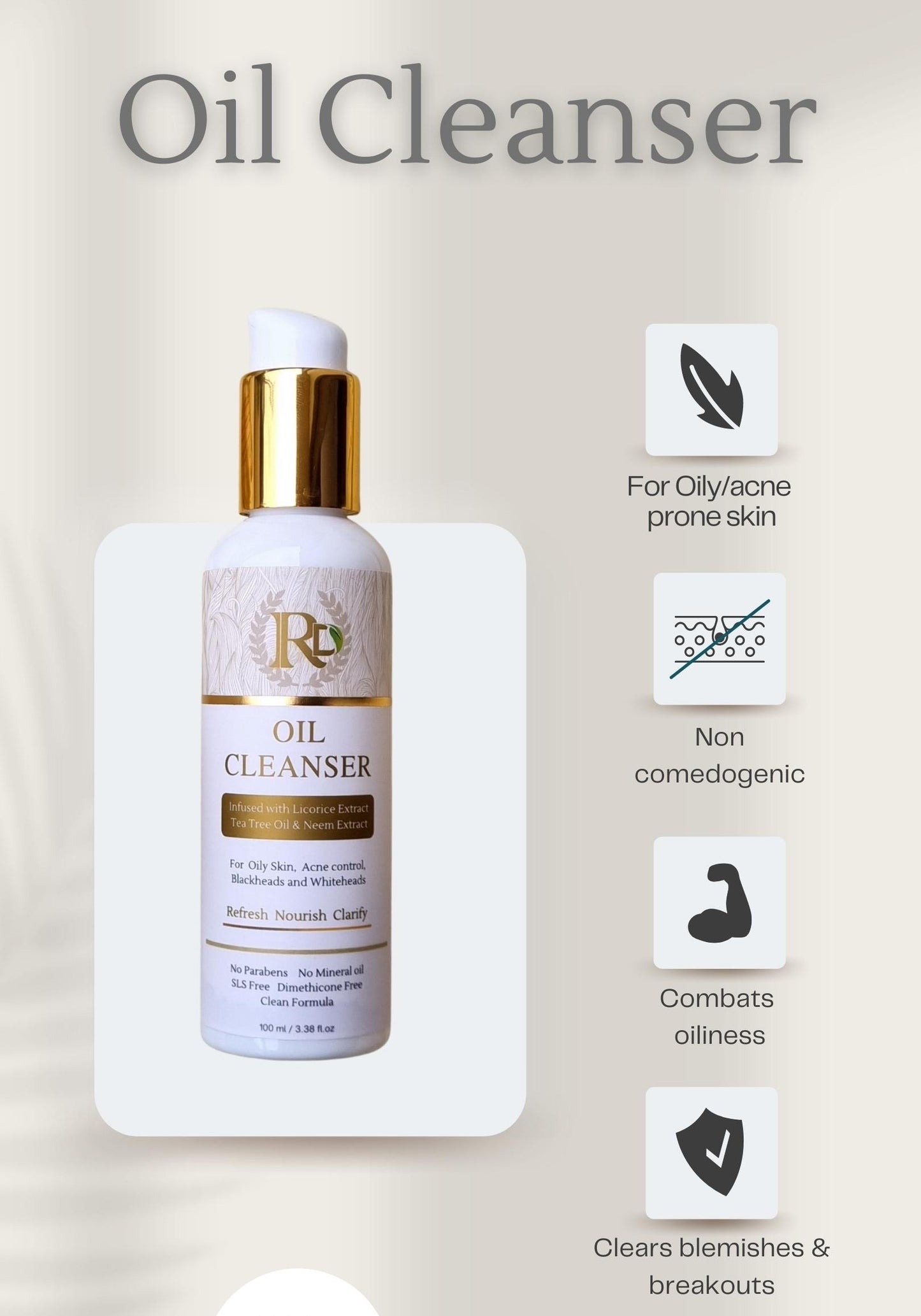 RD Oil Cleanser facewash for oily & acne prone skin (100ml)