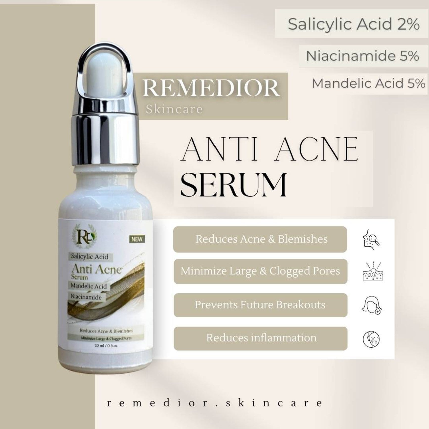 RD Anti Acne Serum (20ml) – REMEDIOR SKINCARE